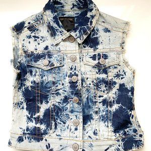 Girls True Religion Denim Frayed Bleach Dyed Jean Vest